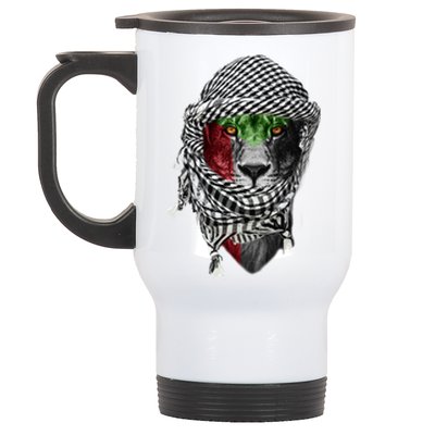 Free Palestine Palestinian Lion Funny Gift Stainless Steel Travel Mug