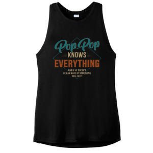 Funny pop pop knows everything for grandpa and father's day Ladies PosiCharge Tri-Blend Wicking Tank