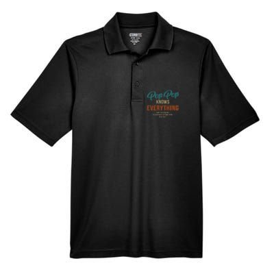 Funny pop pop knows everything for grandpa and father's day Men's Origin Performance Pique Polo