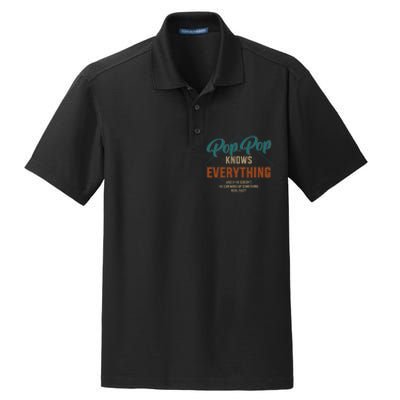 Funny pop pop knows everything for grandpa and father's day Dry Zone Grid Polo