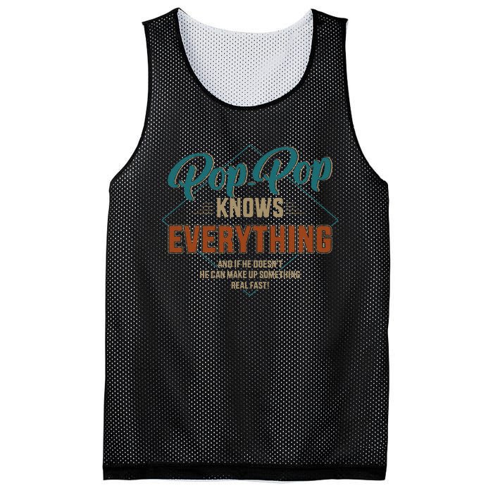 Funny pop pop knows everything for grandpa and father's day Mesh Reversible Basketball Jersey Tank