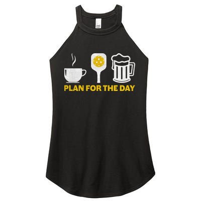 Funny Pickleball Plan For The Day Pickleball Paddle Women's Perfect Tri Rocker Tank