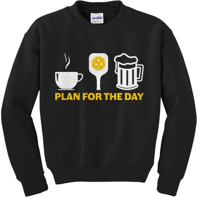 Funny Pickleball Plan For The Day Pickleball Paddle Kids Sweatshirt