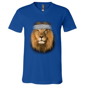 Free Palestine Palestinian Lion Cute Gift V-Neck T-Shirt