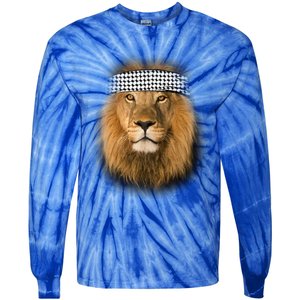 Free Palestine Palestinian Lion Cute Gift Tie-Dye Long Sleeve Shirt