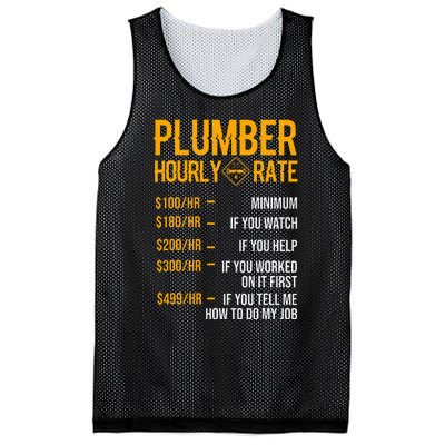 Funny Plumber Plumber Hourly Rate Plumber Mesh Reversible Basketball Jersey Tank