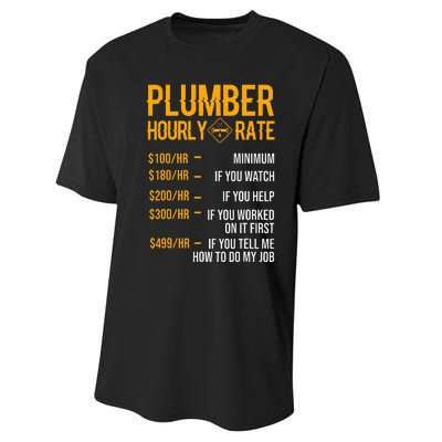 Funny Plumber Plumber Hourly Rate Plumber Performance Sprint T-Shirt