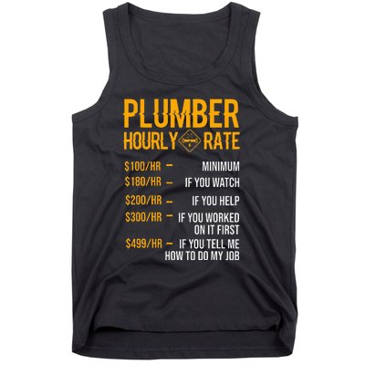 Funny Plumber Plumber Hourly Rate Plumber Tank Top