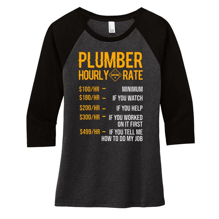 Funny Plumber Plumber Hourly Rate Plumber Women's Tri-Blend 3/4-Sleeve Raglan Shirt