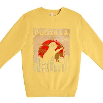 Funny Pug Pugzilla Funny Dog Pug Premium Crewneck Sweatshirt