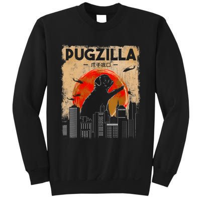 Funny Pug Pugzilla Funny Dog Pug Sweatshirt