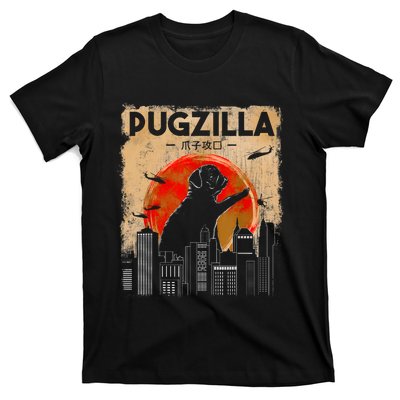 Funny Pug Pugzilla Funny Dog Pug T-Shirt