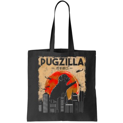 Funny Pug Pugzilla Funny Dog Pug Tote Bag