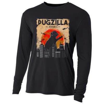 Funny Pug Pugzilla Funny Dog Pug Cooling Performance Long Sleeve Crew