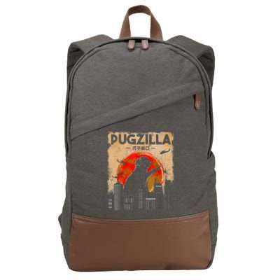 Funny Pug Pugzilla Funny Dog Pug Cotton Canvas Backpack