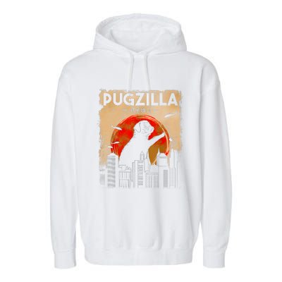 Funny Pug Pugzilla Funny Dog Pug Garment-Dyed Fleece Hoodie