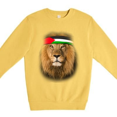 Free Palestine Palestinian Lion Gift Premium Crewneck Sweatshirt