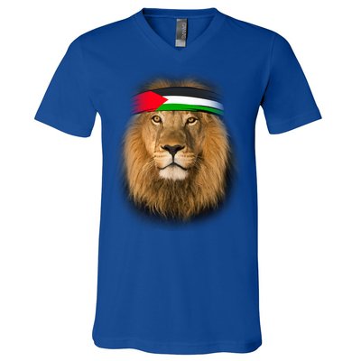 Free Palestine Palestinian Lion Gift V-Neck T-Shirt