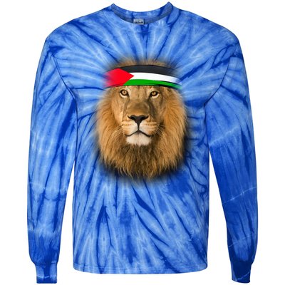 Free Palestine Palestinian Lion Gift Tie-Dye Long Sleeve Shirt