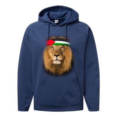 Free Palestine Palestinian Lion Gift Performance Fleece Hoodie