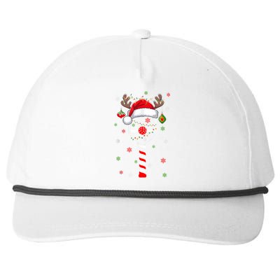 Funny Pickleball Player Christmas Holiday Reindeer Xmas Snapback Five-Panel Rope Hat