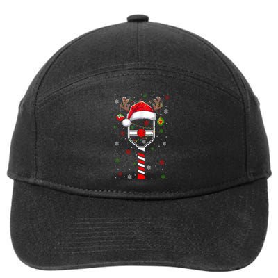 Funny Pickleball Player Christmas Holiday Reindeer Xmas 7-Panel Snapback Hat