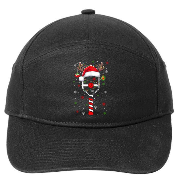 Funny Pickleball Player Christmas Holiday Reindeer Xmas 7-Panel Snapback Hat