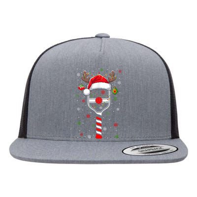 Funny Pickleball Player Christmas Holiday Reindeer Xmas Flat Bill Trucker Hat