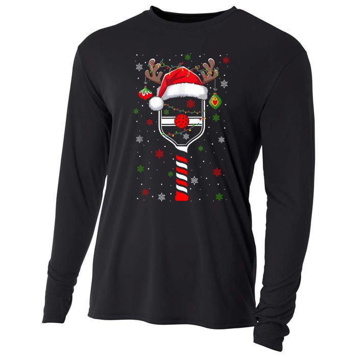 Funny Pickleball Player Christmas Holiday Reindeer Xmas Cooling Performance Long Sleeve Crew