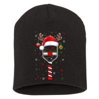 Funny Pickleball Player Christmas Holiday Reindeer Xmas Short Acrylic Beanie