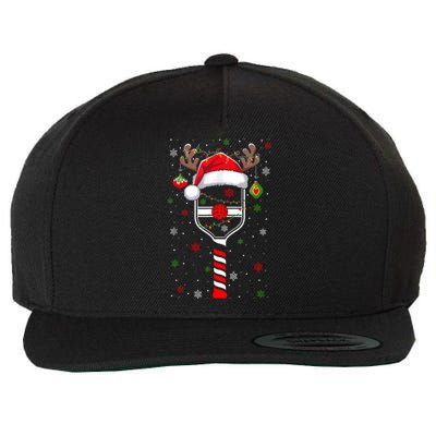 Funny Pickleball Player Christmas Holiday Reindeer Xmas Wool Snapback Cap