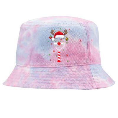 Funny Pickleball Player Christmas Holiday Reindeer Xmas Tie-Dyed Bucket Hat