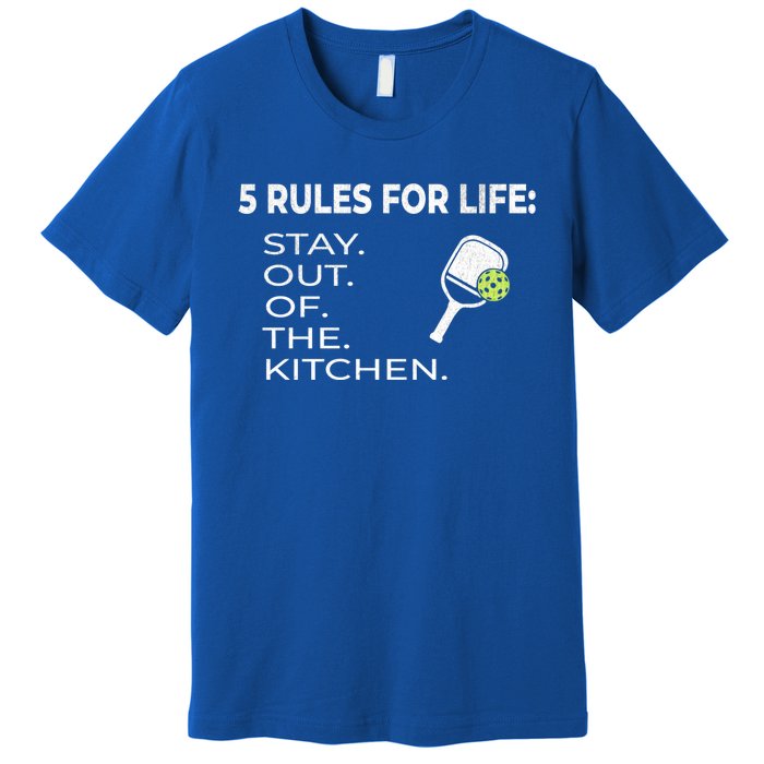 Funny Pickleball Pun Stay Out Of The Kitchen Green Cool Gift Premium T-Shirt