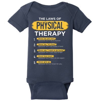 Funny PT Physical Therapy Gift Therapist Month Baby Bodysuit