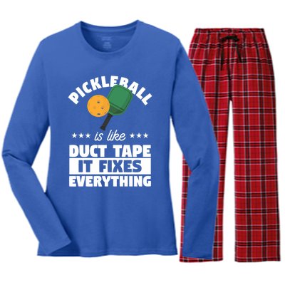 Funny Pickleball Paddle Sports Gift Pickleball Player Funny Gift Women's Long Sleeve Flannel Pajama Set 