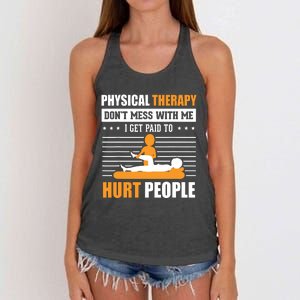 Funny PT Physical Therapy Gift Therapist Month Women's Knotted Racerback Tank