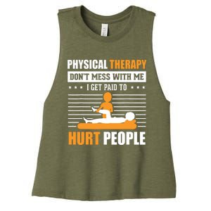 Funny PT Physical Therapy Gift Therapist Month Women's Racerback Cropped Tank