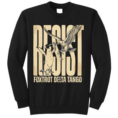 Funny Penguin Protest Resist Penguin Holding Fish Gr Sweatshirt