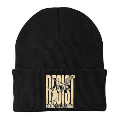 Funny Penguin Protest Resist Penguin Holding Fish Gr Beanie