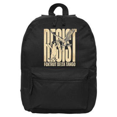 Funny Penguin Protest Resist Penguin Holding Fish Gr 16 in Basic Backpack