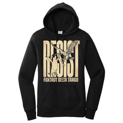 Funny Penguin Protest Resist Penguin Holding Fish Gr Women's Pullover Hoodie