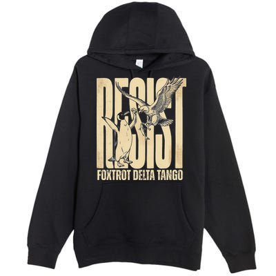 Funny Penguin Protest Resist Penguin Holding Fish Gr Premium Pullover Hoodie