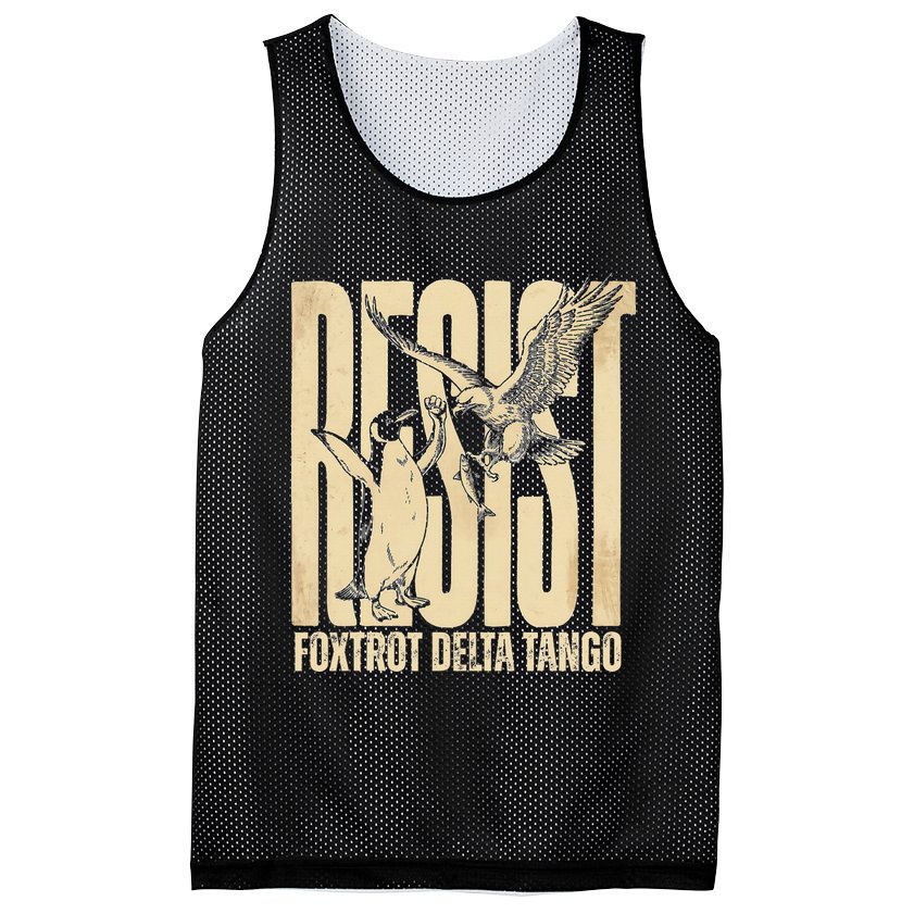 Funny Penguin Protest Resist Penguin Holding Fish Gr Mesh Reversible Basketball Jersey Tank