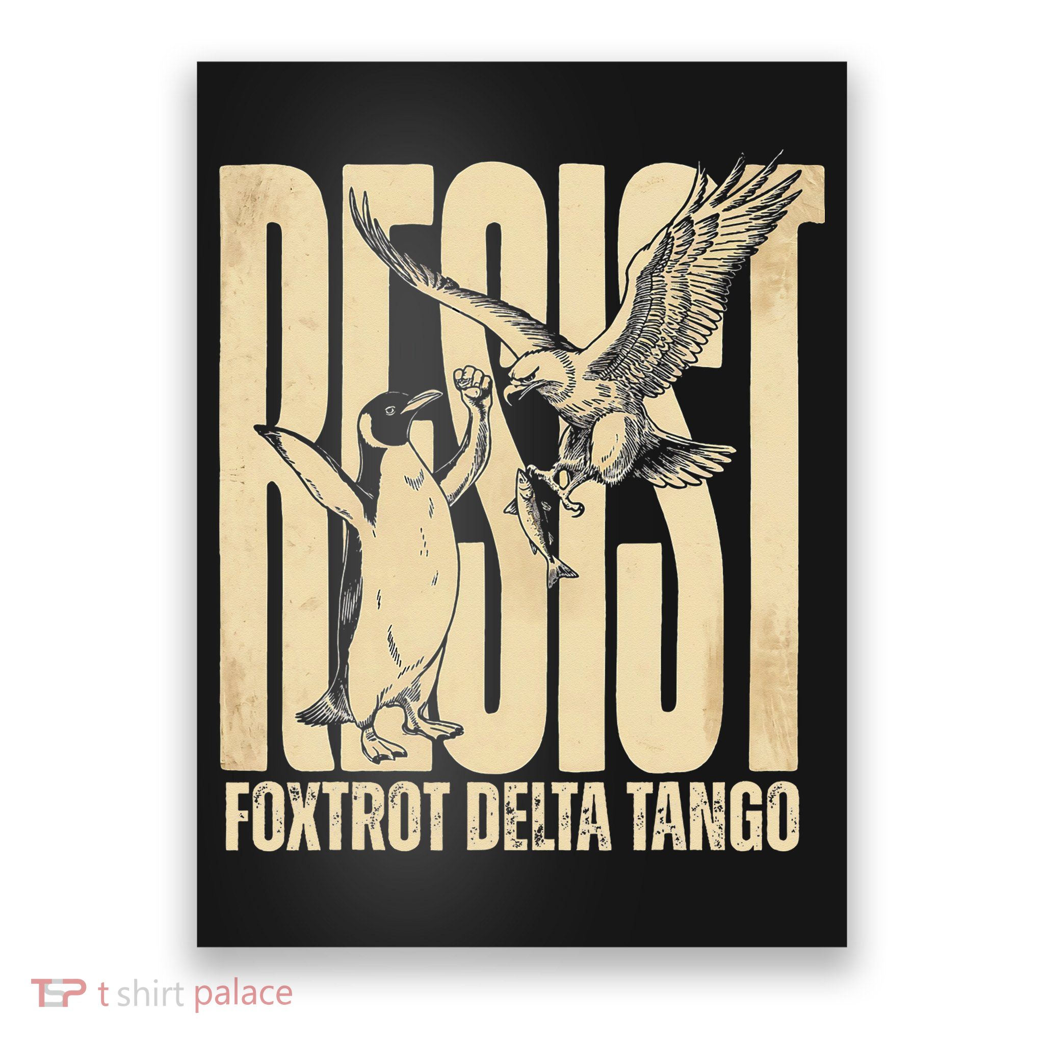 Funny Penguin Protest Resist Penguin Holding Fish Gr Poster