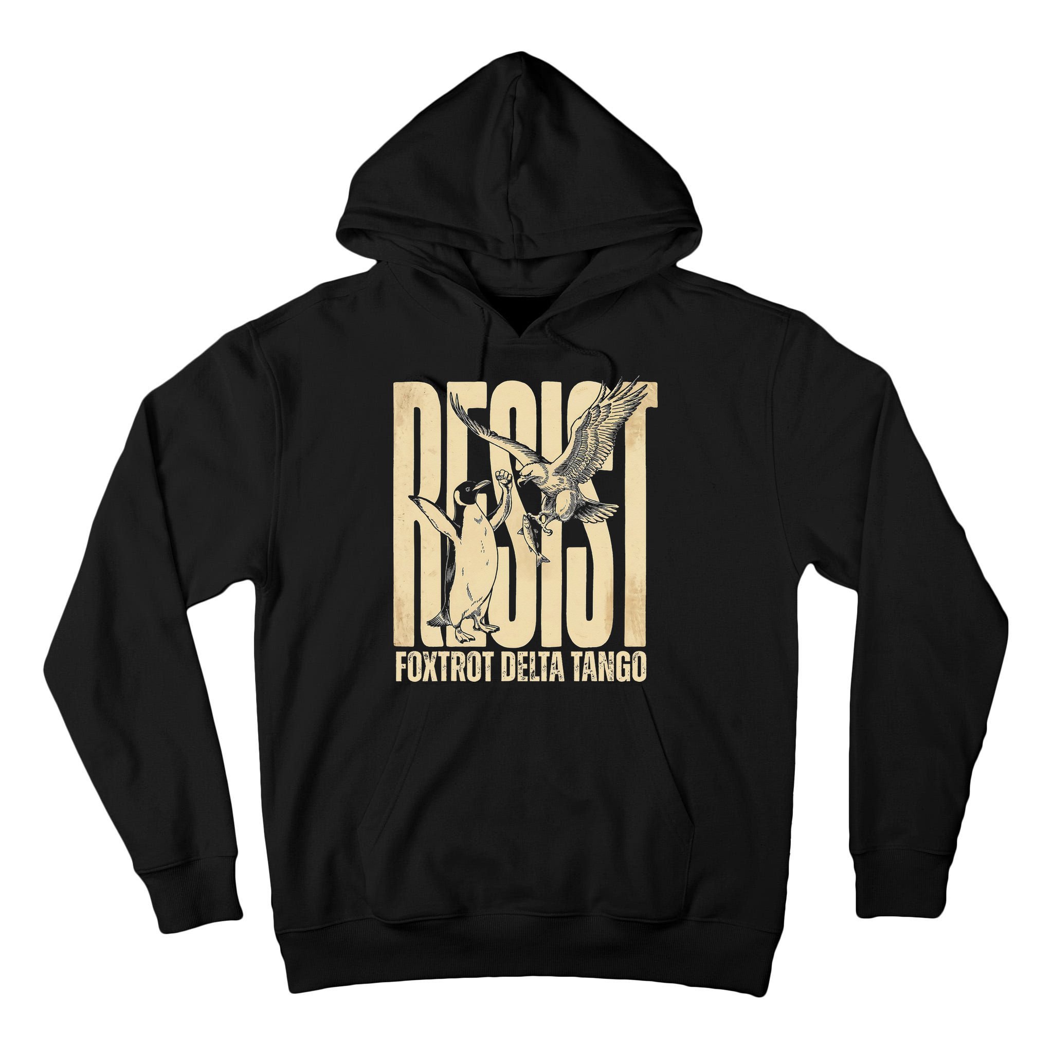 Funny Penguin Protest Resist Penguin Holding Fish Gr Tall Hoodie