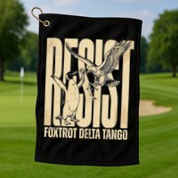 Funny Penguin Protest Resist Penguin Holding Fish Gr Golf Towel
