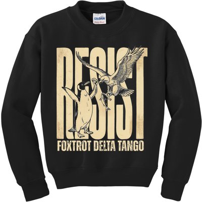 Funny Penguin Protest Resist Penguin Holding Fish Gr Kids Sweatshirt
