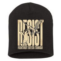 Funny Penguin Protest Resist Penguin Holding Fish Gr Short Acrylic Beanie