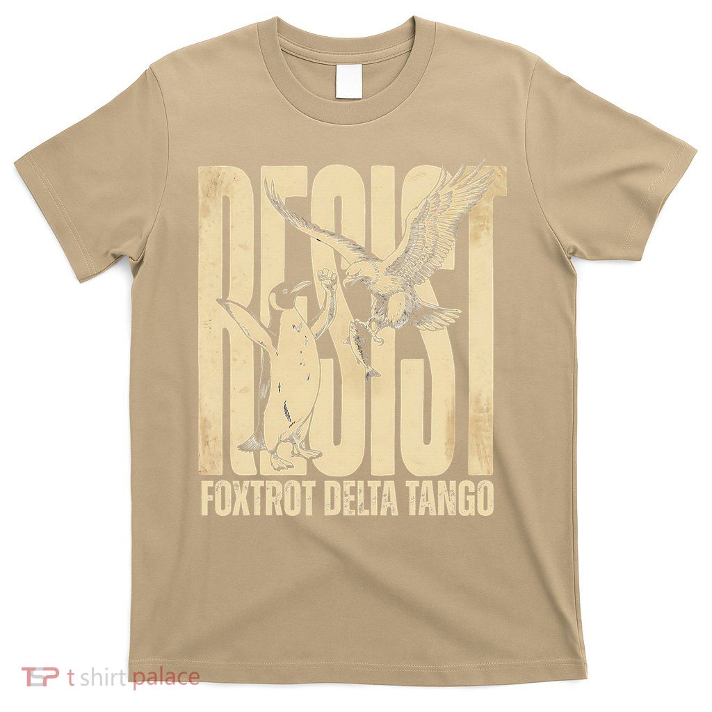 Funny Penguin Protest Resist Penguin Holding Fish Gr T-Shirt