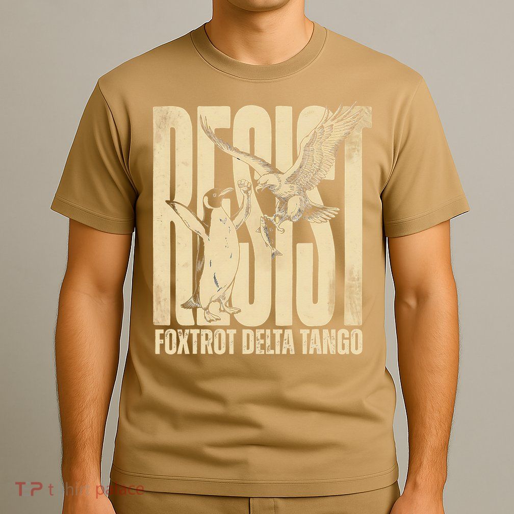 Funny Penguin Protest Resist Penguin Holding Fish Gr T-Shirt